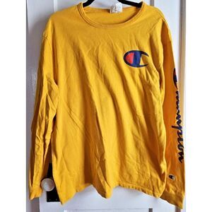 VTG Champion heritage athletic men L T shirt long sleeve‎ spell out yellow